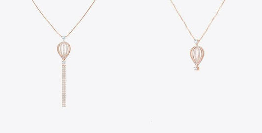 Created Diamond Hot Air Balloon Romantic Elegant Female Necklace-Black Diamonds New York
