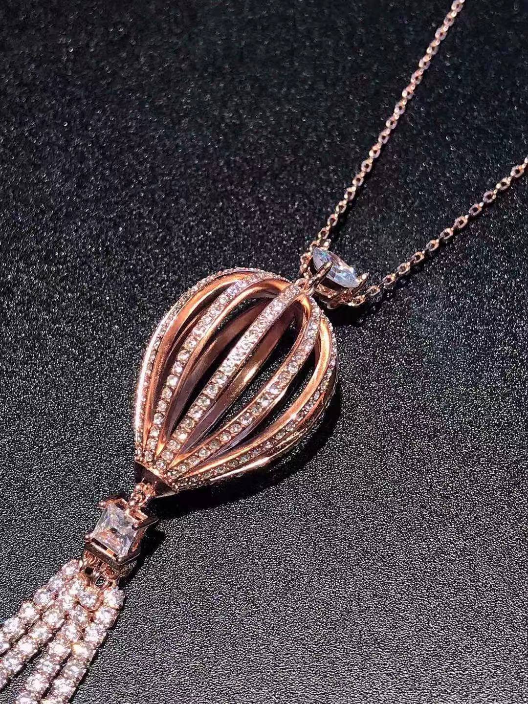 EVN™ Diamond Hot Air Balloon Romantic Elegant Female Necklace-Black Diamonds New York