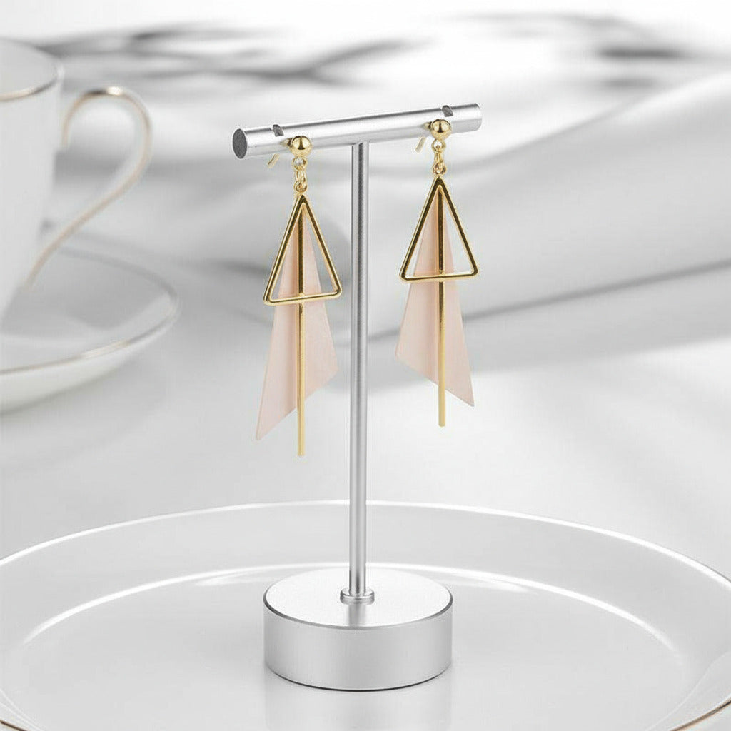 Irregular Geometric Triangle Earrings-Black Diamonds New York