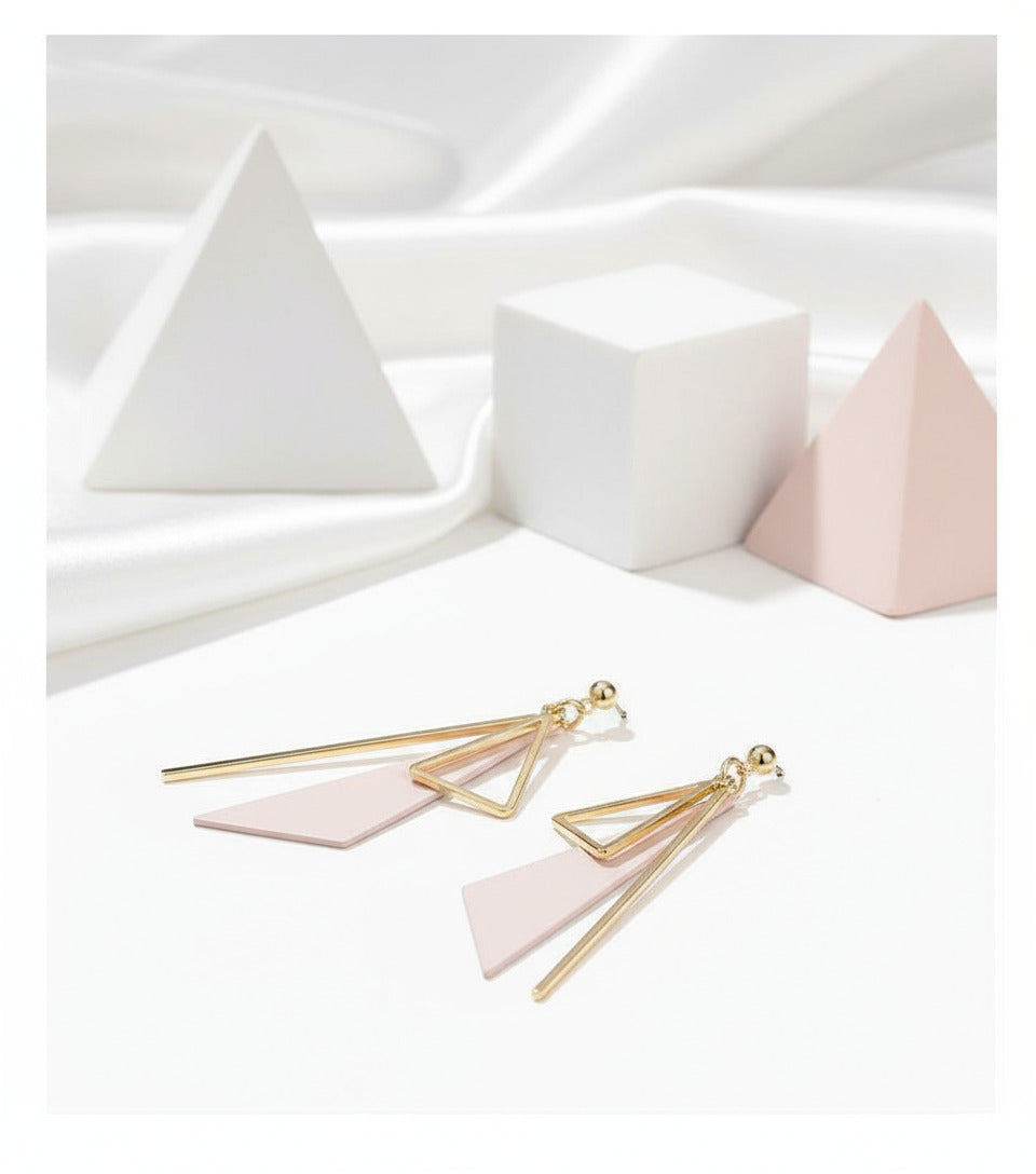 Irregular Geometric Triangle Earrings-Black Diamonds New York