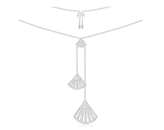 Created Diamond Light Luxury Elegant Scalloped Long Necklace-Black Diamonds New York