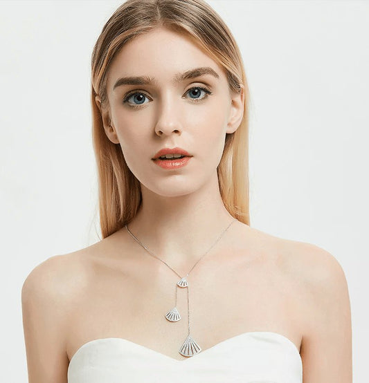 Created Diamond Light Luxury Elegant Scalloped Long Necklace-Black Diamonds New York