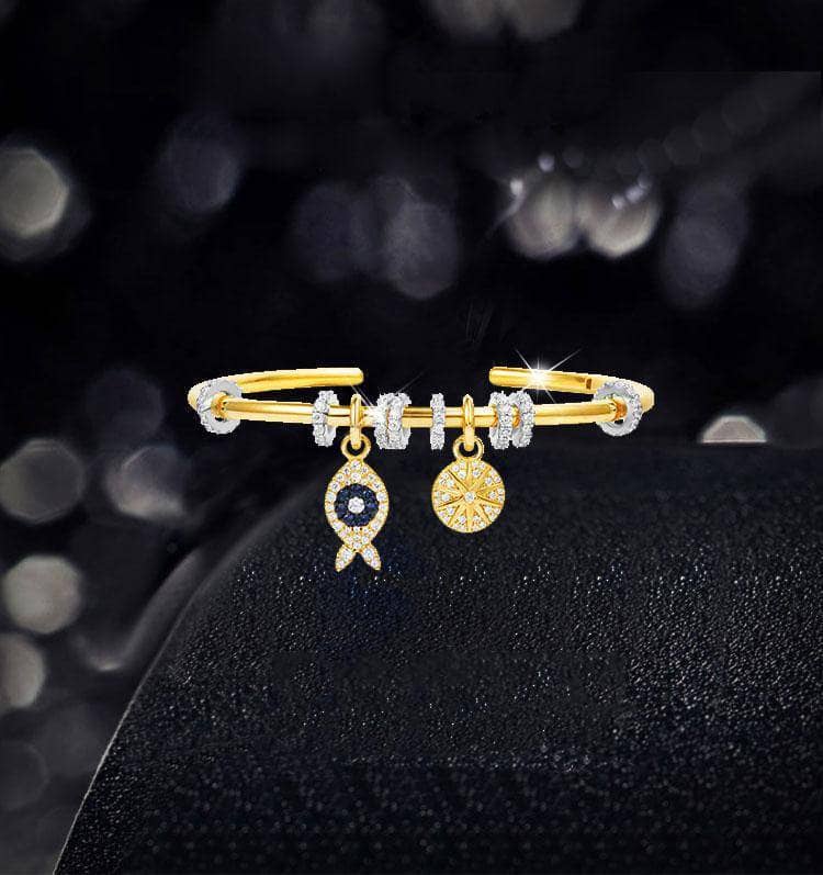 EVN™ Diamond Lucky Little Fish Ocean Style Opening Bracelet-Black Diamonds New York
