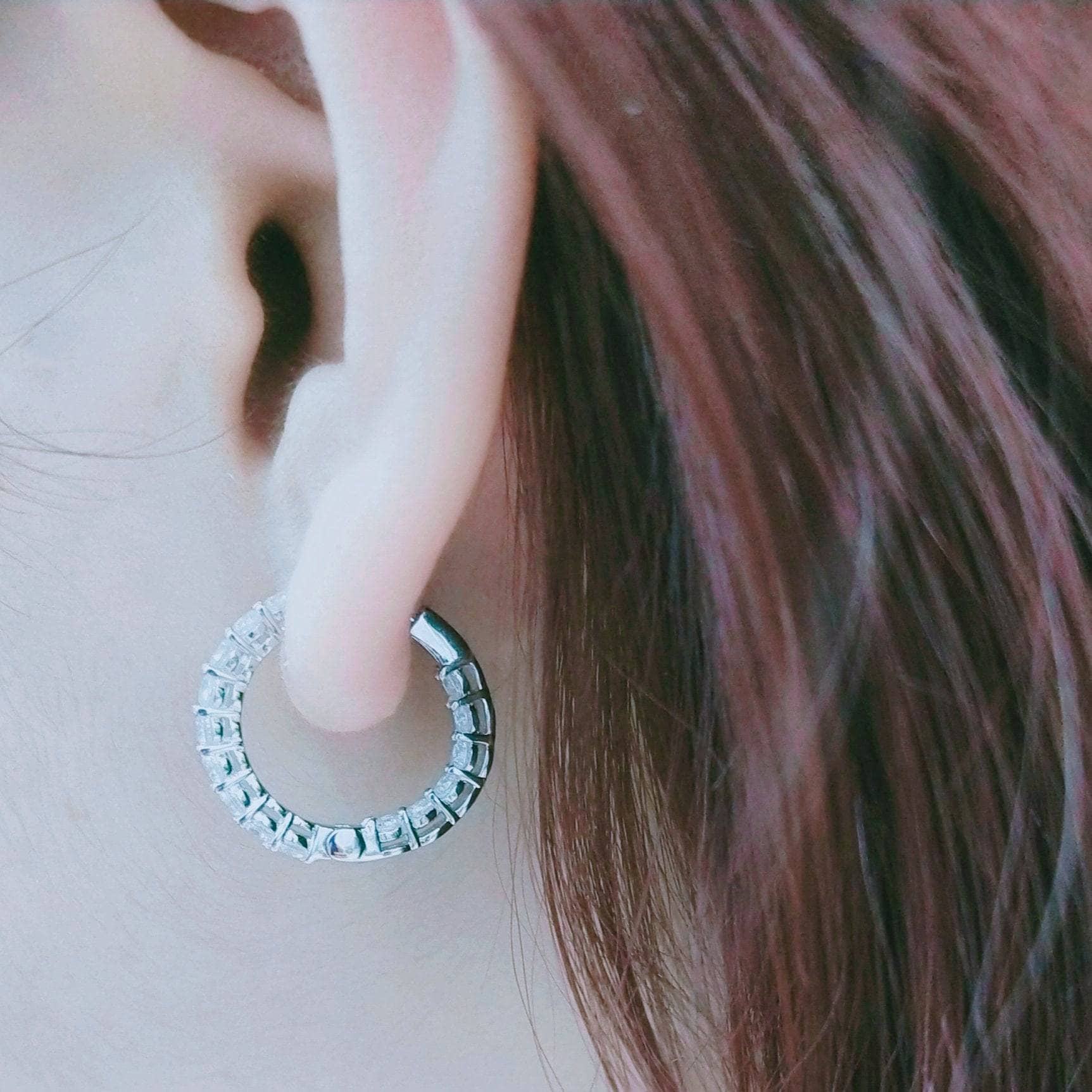 (can't edit) Created Diamond Option Luxury Big Circle Earrings-Black Diamonds New York