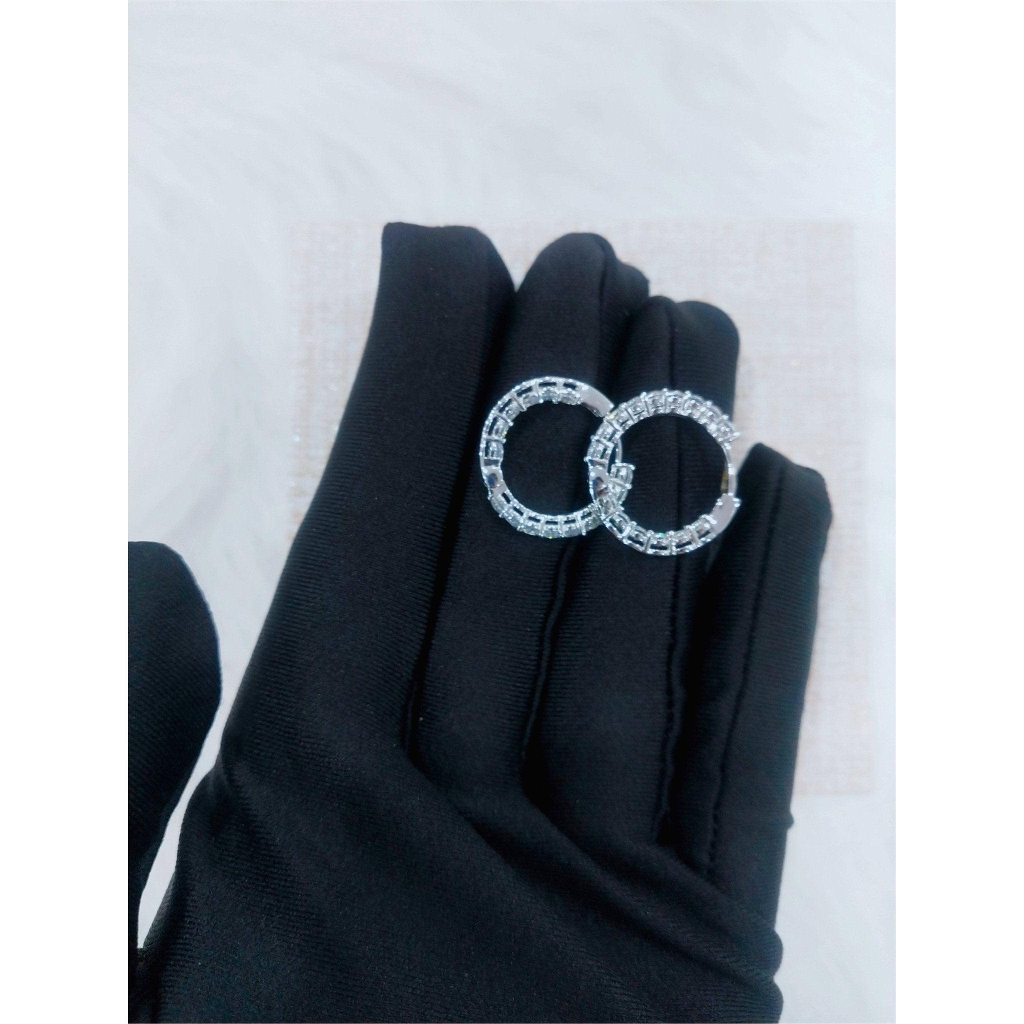 (can't edit) Created Diamond Option Luxury Big Circle Earrings-Black Diamonds New York