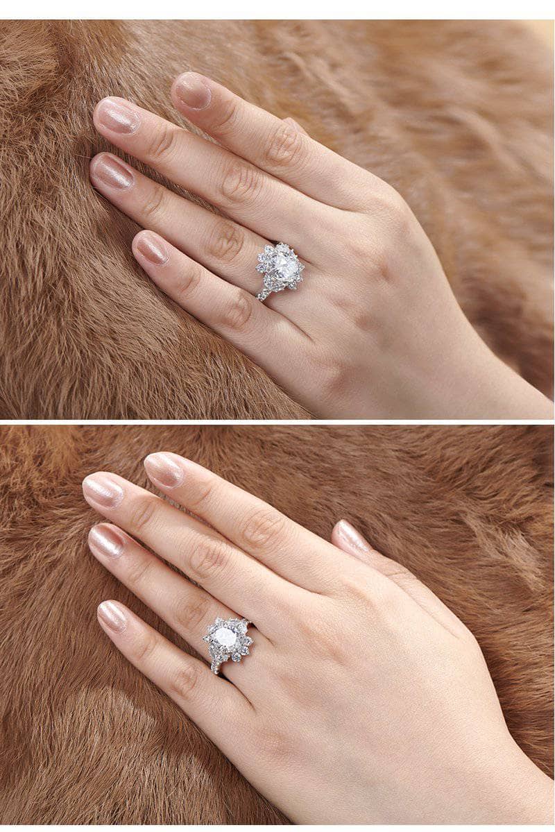 EVN™ Diamond Luxury Flower Oval Engagement Halo Ring-Black Diamonds New York