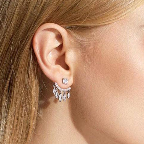 Magical Double Use Water Drip Diamond Option Tassel Earrings-Black Diamonds New York
