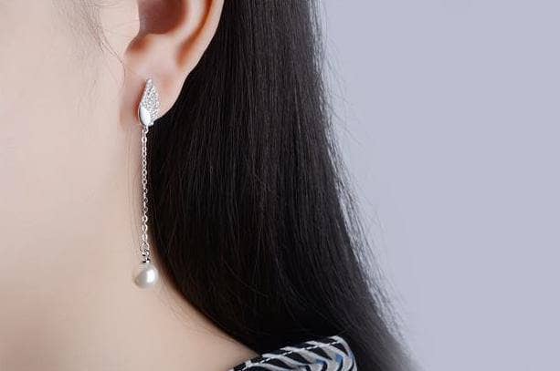 EVN™ Diamond Pearl & Wing Angel Asymmetric Earrings-Black Diamonds New York