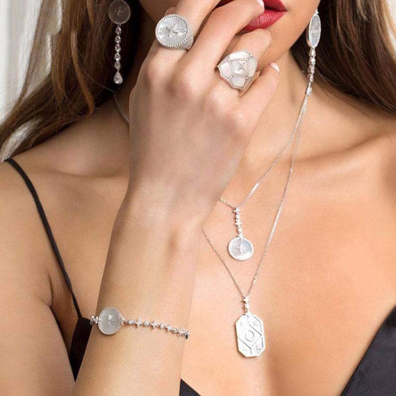 Created Diamond Pinctada Albina Star Setting Adjustable Necklace-Black Diamonds New York