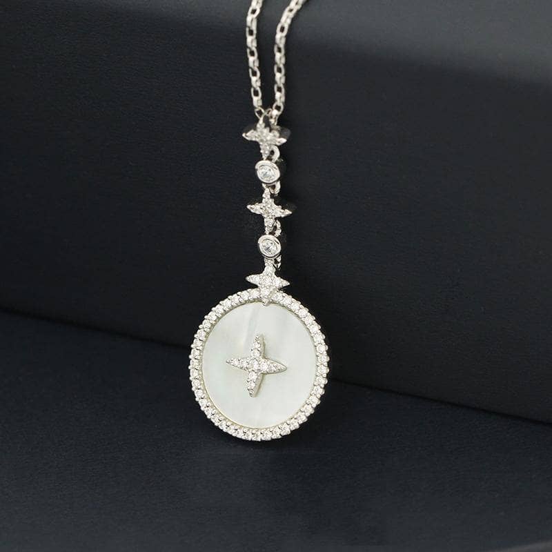 EVN™ Diamond Pinctada Albina Star Setting Adjustable Necklace-Black Diamonds New York