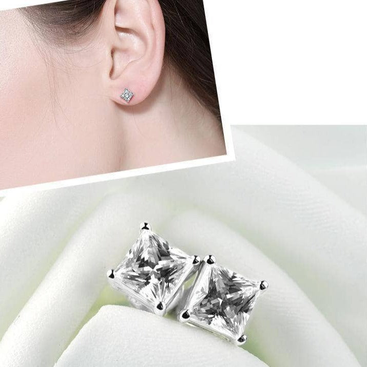 EVN Diamond Princess Cut Shiny Earrings-Black Diamonds New York