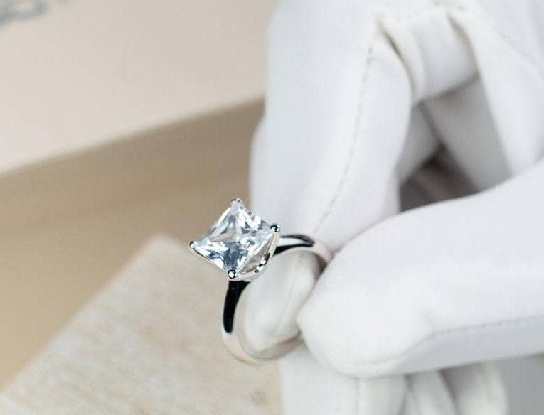 Created Diamond Princess Square-shaped Ring-Black Diamonds New York