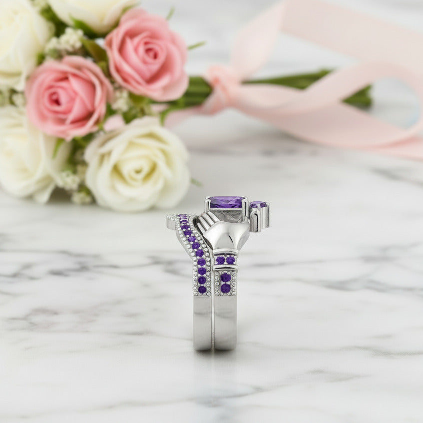 Heart-shaped Purple Diamond Option Love Ring-Black Diamonds New York