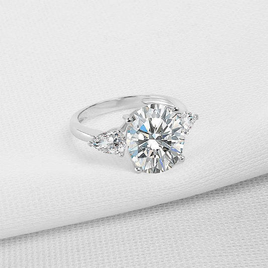 EVN™ Diamond Ring 5CT Sparkly Flower Oval Cut-Black Diamonds New York