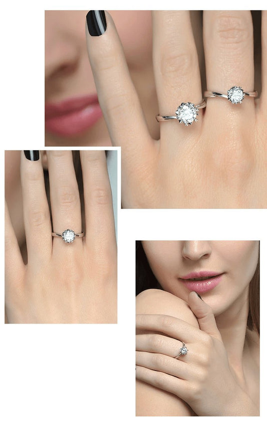 Created Diamond Ring Exquisite Six-petal Snowflake-Black Diamonds New York