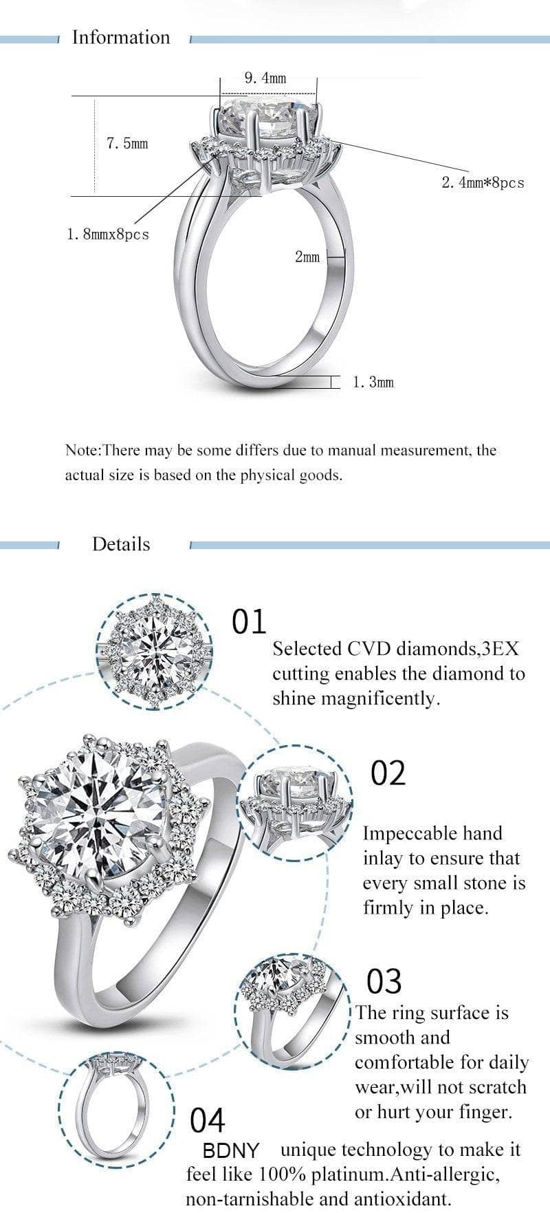 CVD Diamond Ring Fashionable Flower Shape (3CT)