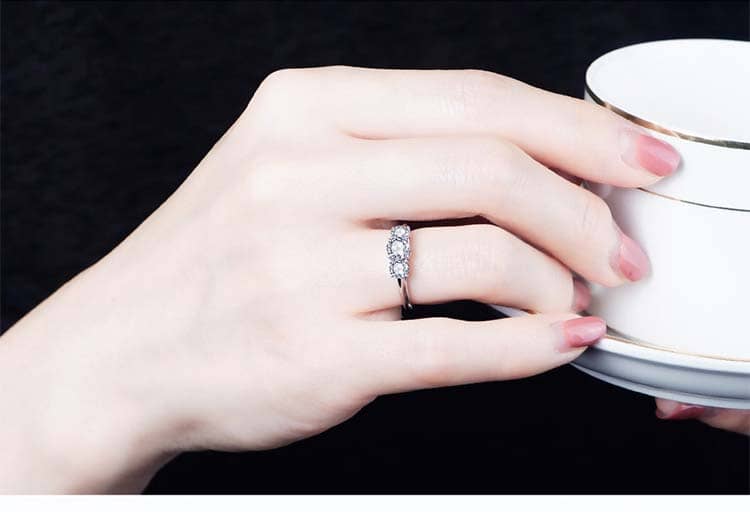 Created Diamond Ring Special Design Three Stones-Black Diamonds New York
