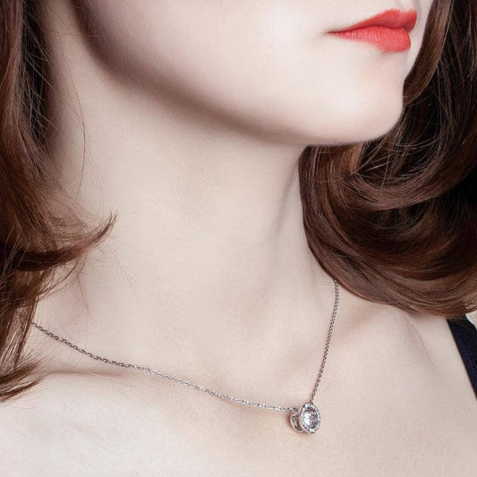 Created Diamond Romantic and Elegant Crystal Beating Heart Necklace-Black Diamonds New York