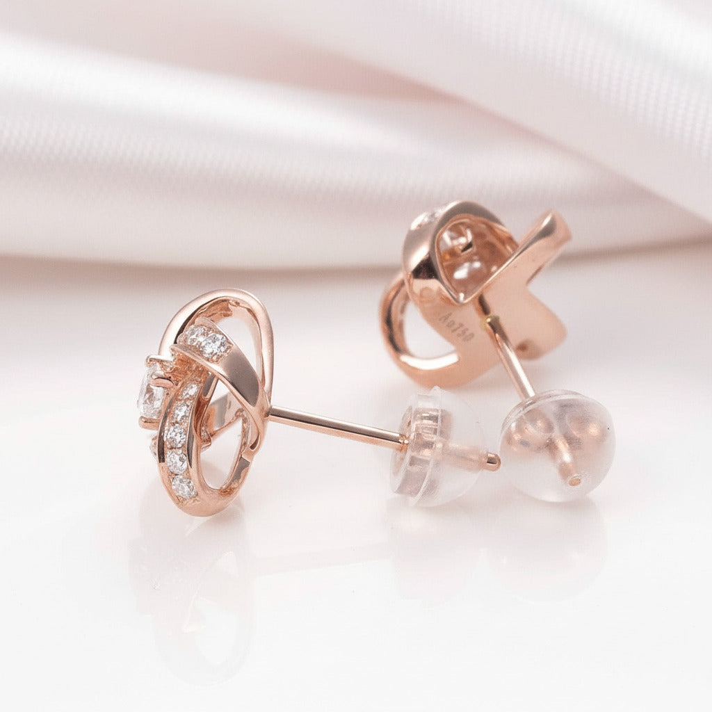 Round Diamond Option Romantic Four-leaf Clover Earrings-Black Diamonds New York