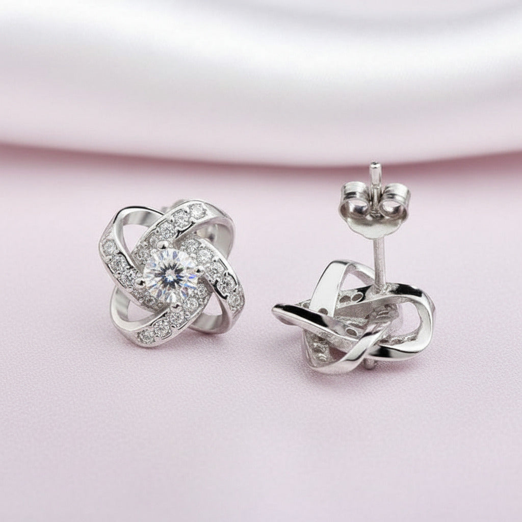 Round Diamond Option Romantic Four-leaf Clover Earrings-Black Diamonds New York