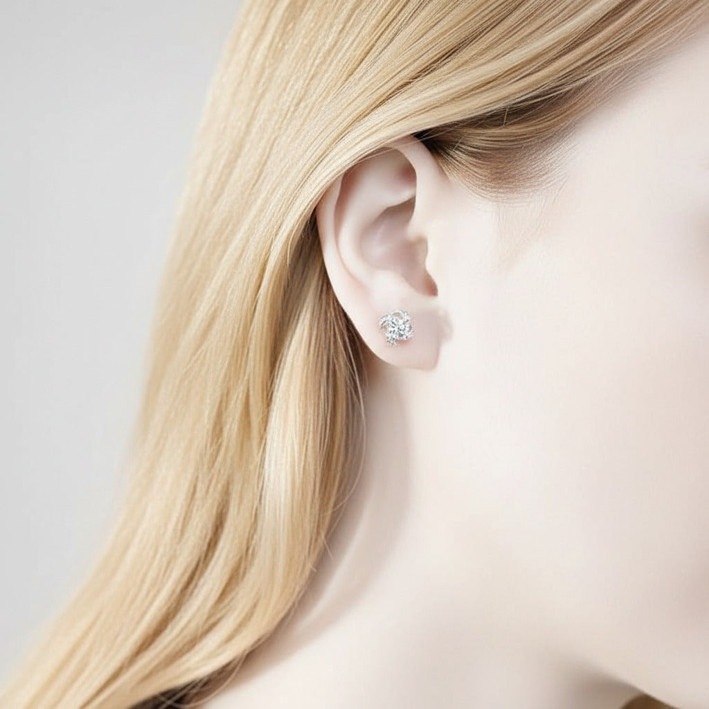 Round Diamond Option Romantic Four-leaf Clover Earrings-Black Diamonds New York