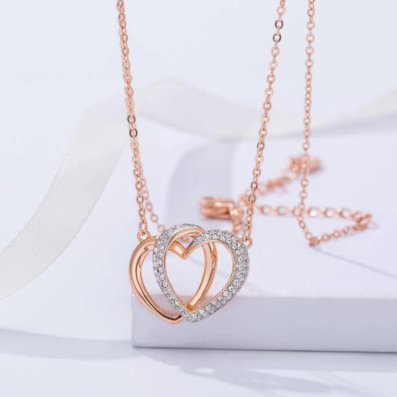 CVD Diamond Romantic Heart to Heart Necklace Set