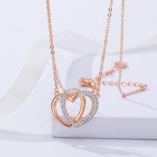 Created Diamond Romantic Heart to Heart Necklace Set-Black Diamonds New York
