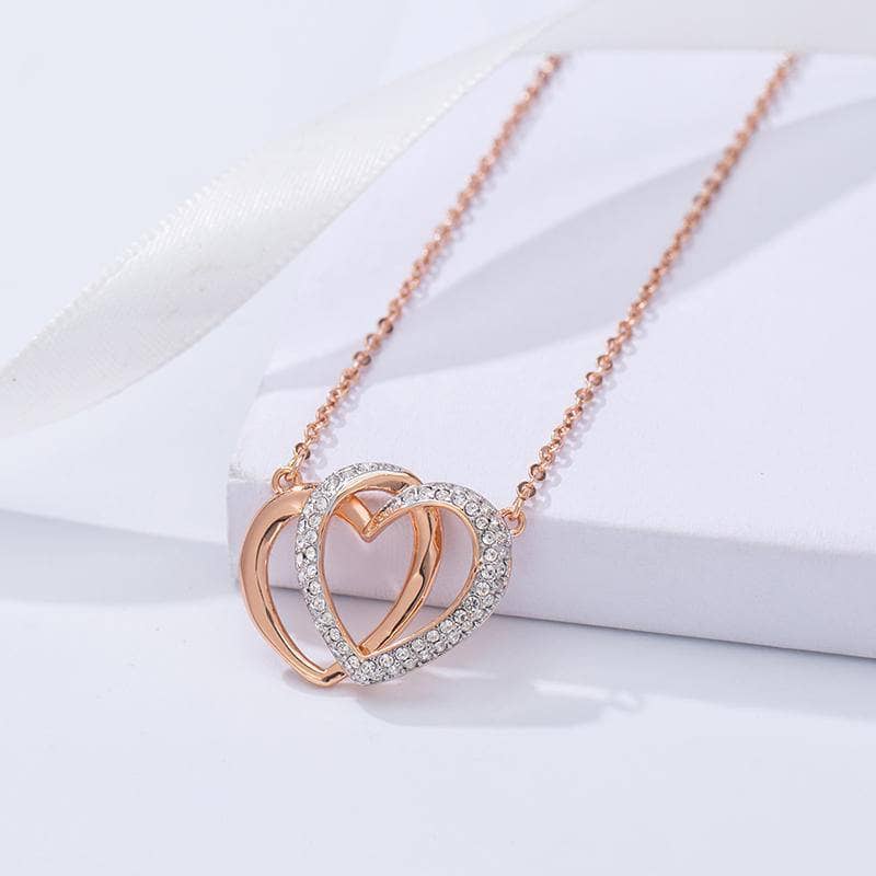 CVD Diamond Romantic Heart to Heart Necklace Set