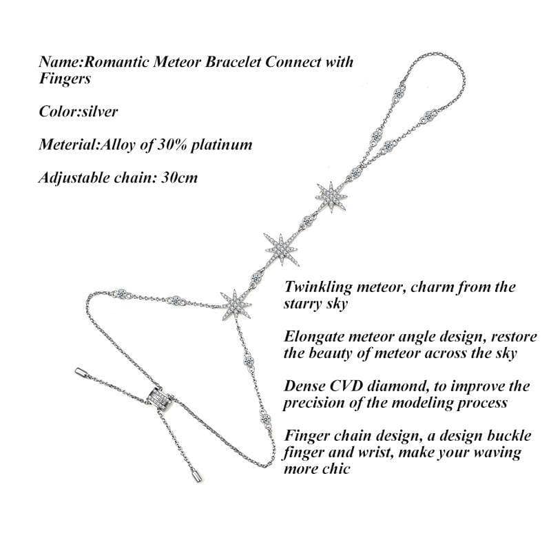 Created Diamond Romantic Meteor Bracelet Connect with Fingers-Black Diamonds New York
