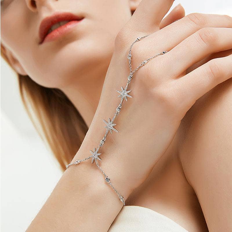 Created Diamond Romantic Meteor Bracelet Connect with Fingers-Black Diamonds New York