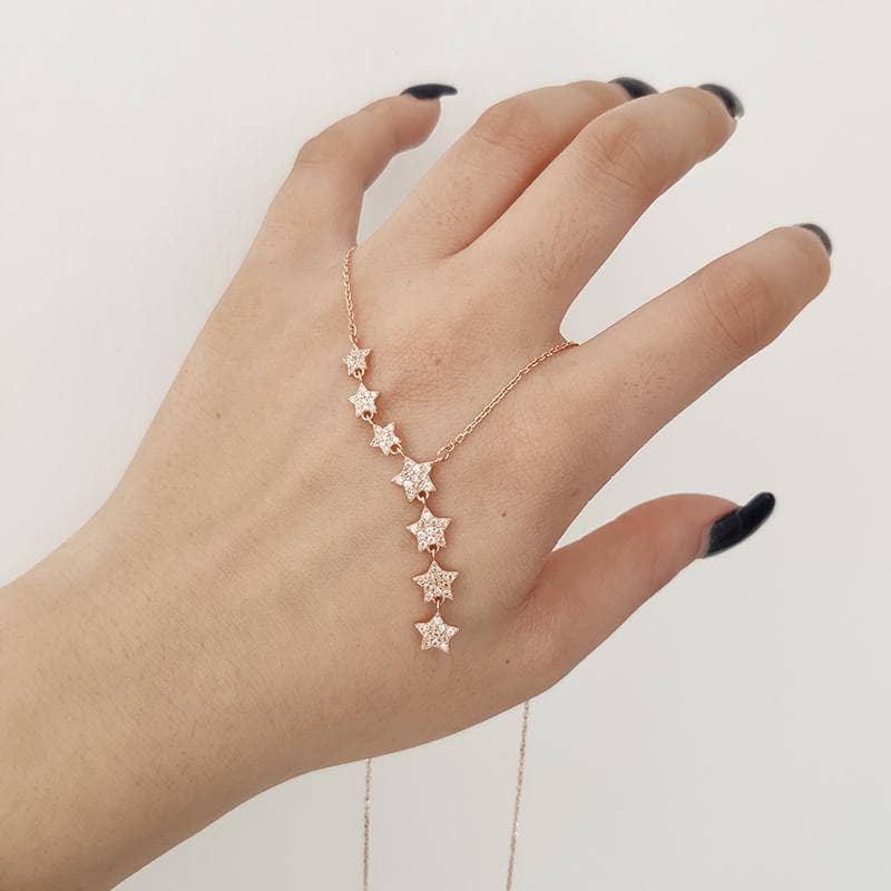 Created Diamond Romantic Stars Collarbone Necklace-Black Diamonds New York