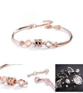 Created Diamond Rose Gold Fashionable Thin Waist Spring Bracelet-Black Diamonds New York