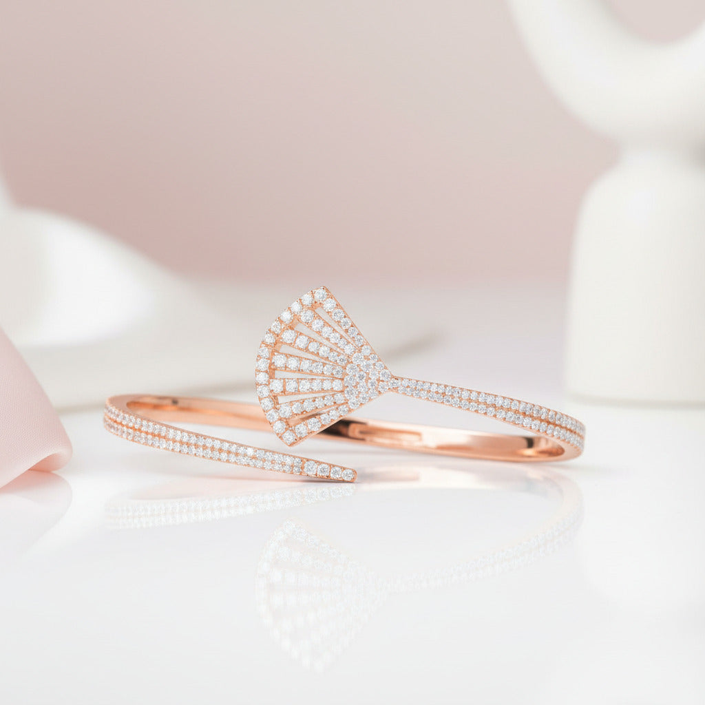 Scalloped Opening Diamond Option Bangle-Black Diamonds New York