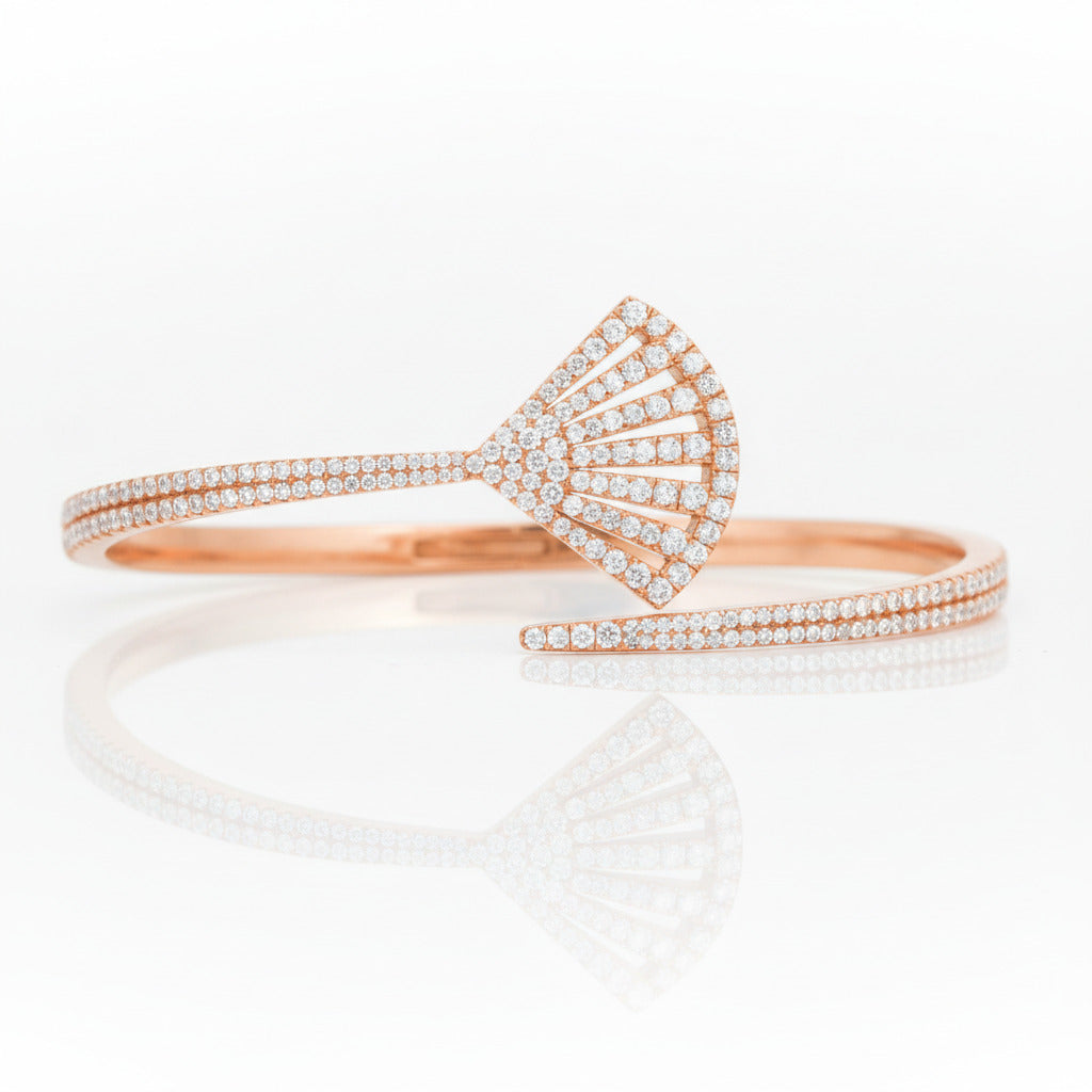 Scalloped Opening Diamond Option Bangle-Black Diamonds New York