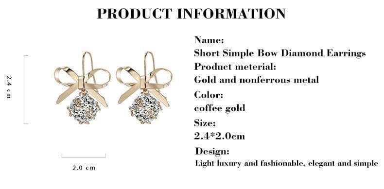 EVN™ Diamond Short Simple Bow Earrings-Black Diamonds New York