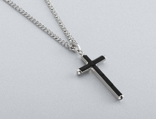 CVD Diamond Simple Black Crystal Cross Necklace