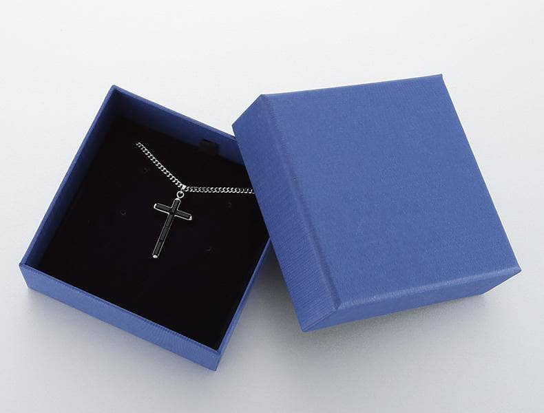 Created Diamond Simple Black Crystal Cross Necklace-Black Diamonds New York