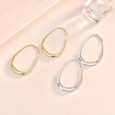EVN™ Diamond Simple Design of Elliptical Metal Earrings-Black Diamonds New York