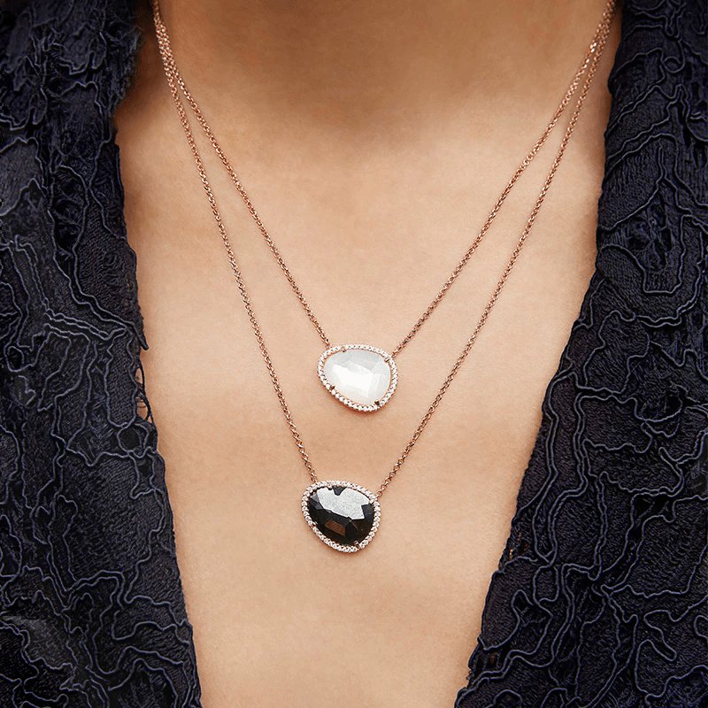 Created Diamond Option Simple Design Pinctada Albina Adjustable Necklace NOT EXISTING-Black Diamonds New York