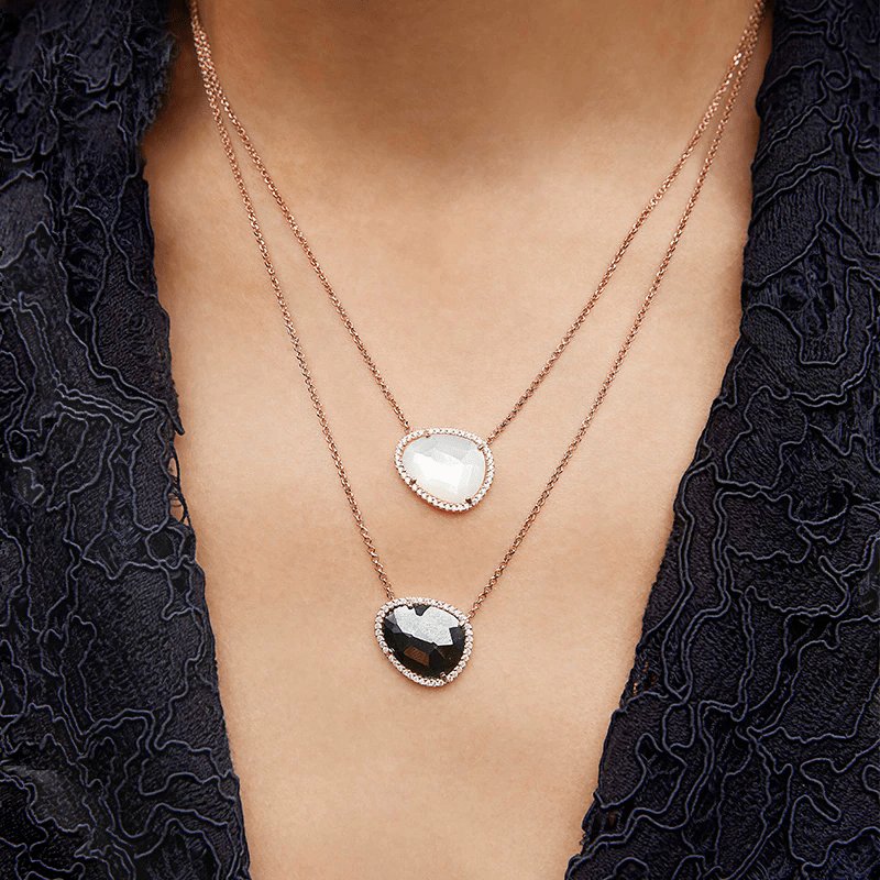 Created Diamond Simple Design Pinctada Albina Adjustable Necklace-Black Diamonds New York