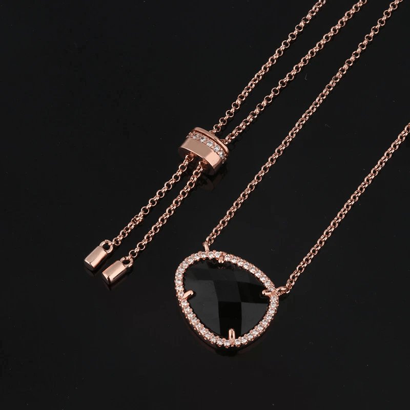 Created Diamond Option Simple Design Pinctada Albina Adjustable Necklace NOT EXISTING-Black Diamonds New York