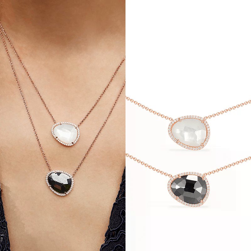 EVN™ Diamond Simple Design Pinctada Albina Adjustable Necklace-Black Diamonds New York