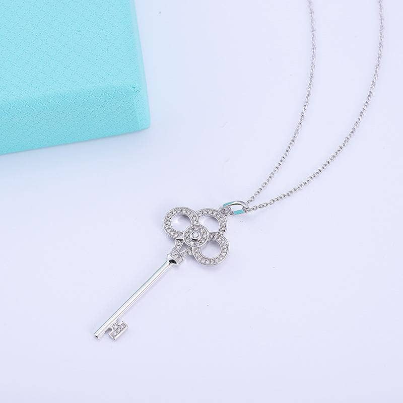 CVD Diamond Simple Key Shape Long Necklace