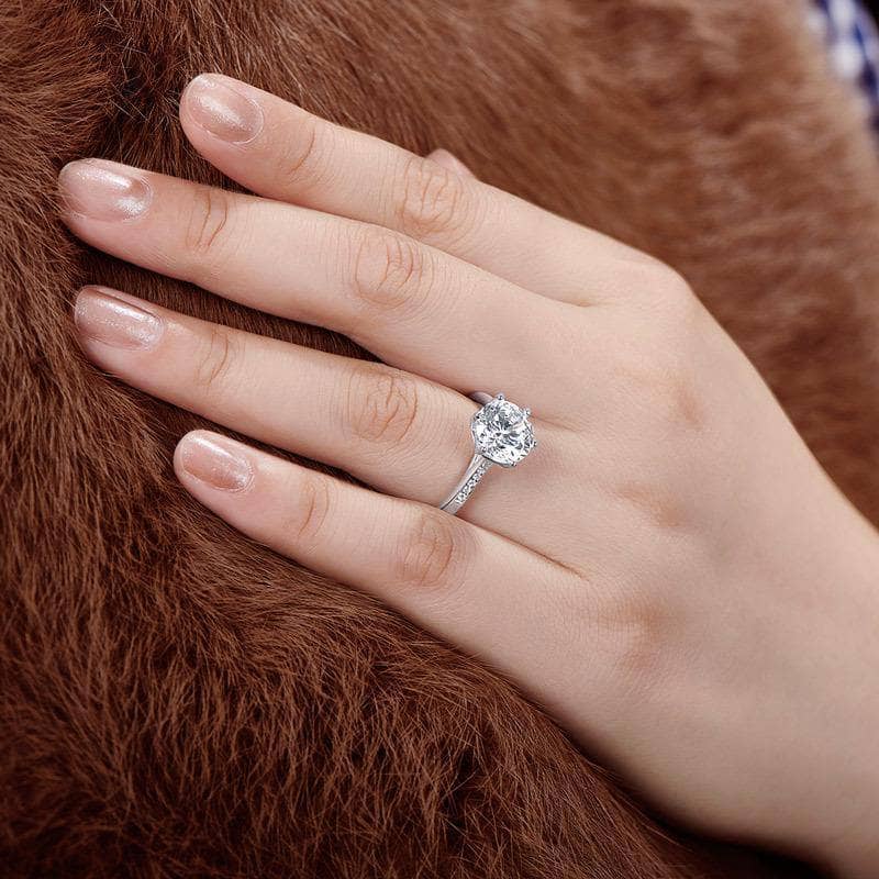 Created Diamond Six Prong Shiny Engagement Ring 3.5CT-Black Diamonds New York