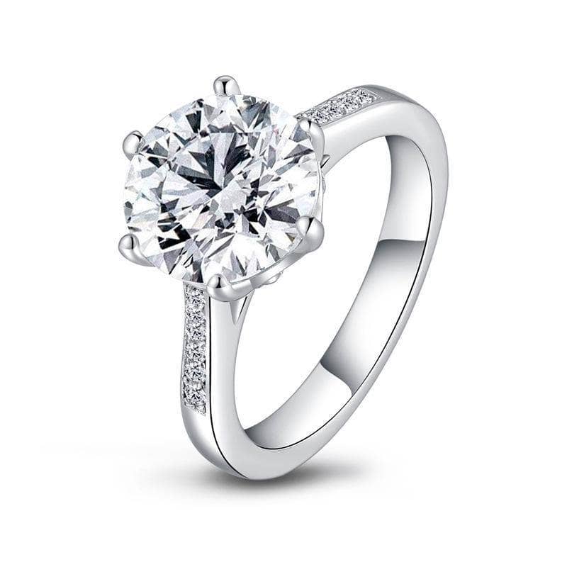 EVN™ Diamond Six Prong Shiny Engagement Ring 3.5CT-Black Diamonds New York