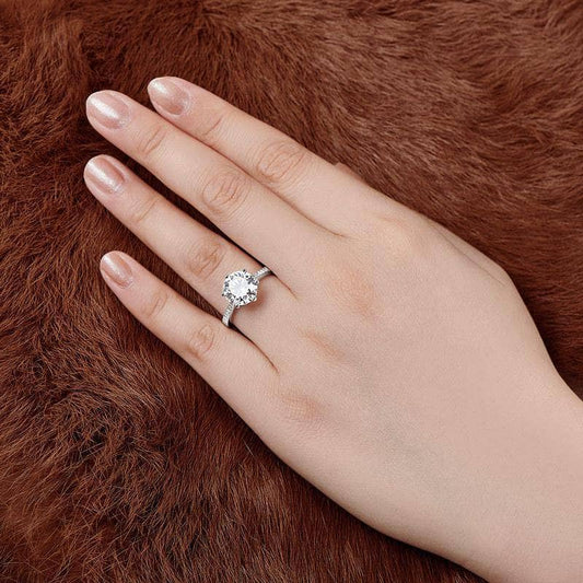 Created Diamond Six Prong Shiny Engagement Ring 3.5CT-Black Diamonds New York