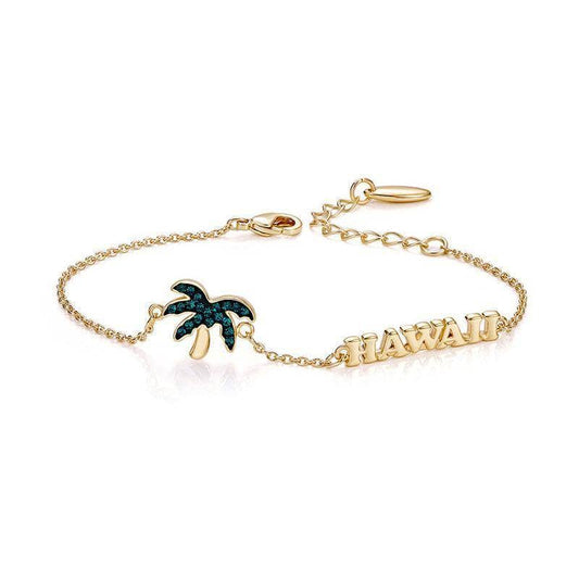 Created Diamond Summer Coconut Palm Hawaiian Style Bracelet-Black Diamonds New York