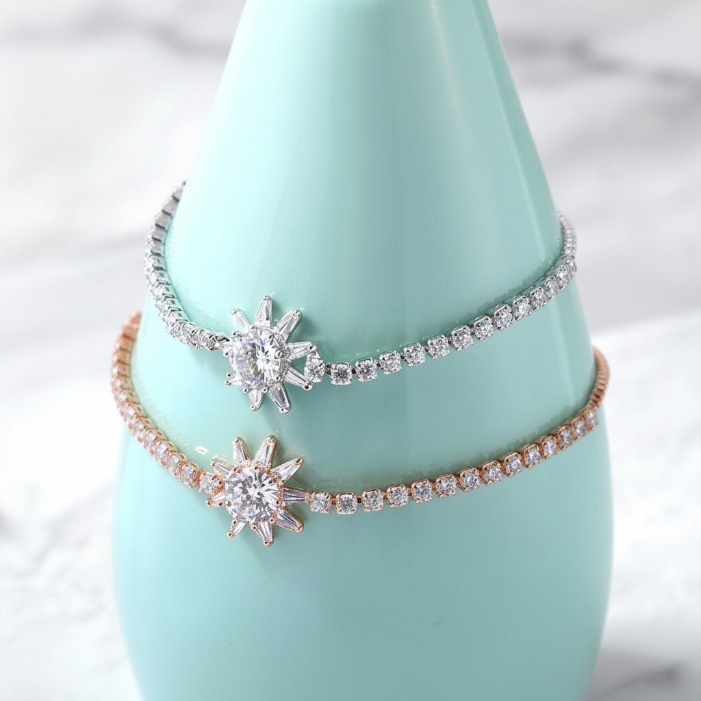 Diamond Option Sun-shaped Fashionable Simple Bracelet-Black Diamonds New York