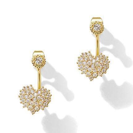 Created Diamond Sweet Heart Earrings Wearing from the Back-Black Diamonds New York