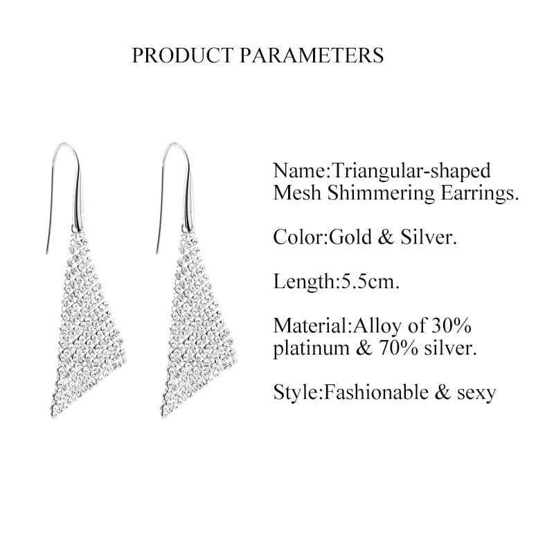 EVN™ Diamond Triangular Shaped Mesh Shimmering Earrings-Black Diamonds New York